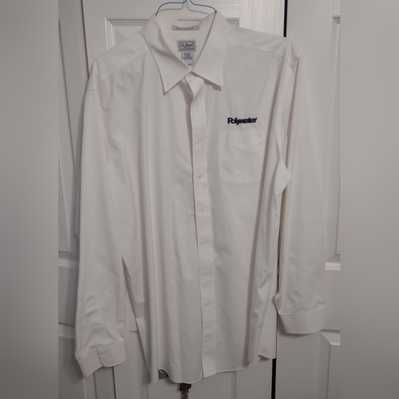 LL Bean Men's Button Front Long Sleeve White Shirt #OAA08 XL-Tall 100% Cotton #1 - Picture 1 of 16